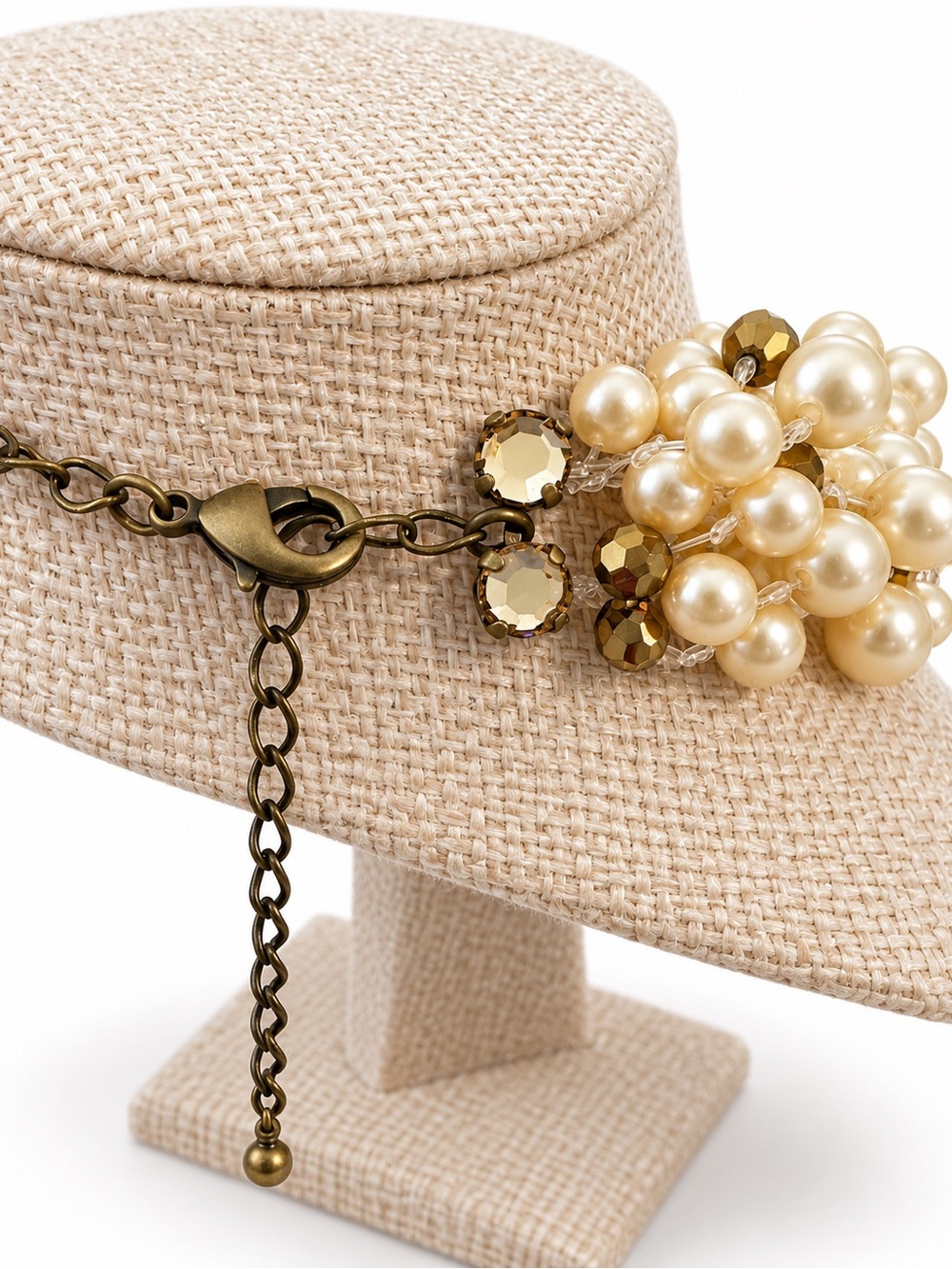 VAN GALZ Swarovski Crystal Pearl Cascading Statement Necklace - Picture 2 of 3
